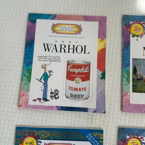 Scholastic Artists Books Set of 6 Warhol Monet Van Gogh Cassat Pollock Bernstein - Picture 4 of 9